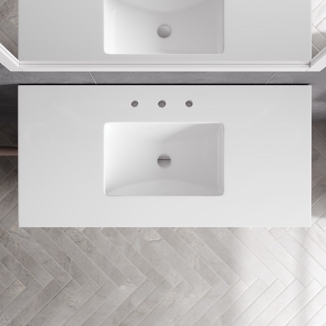 Dallas 42 in. White Single Sink Bath Vanity with Quartz Top and Undermount Porcelain Sink