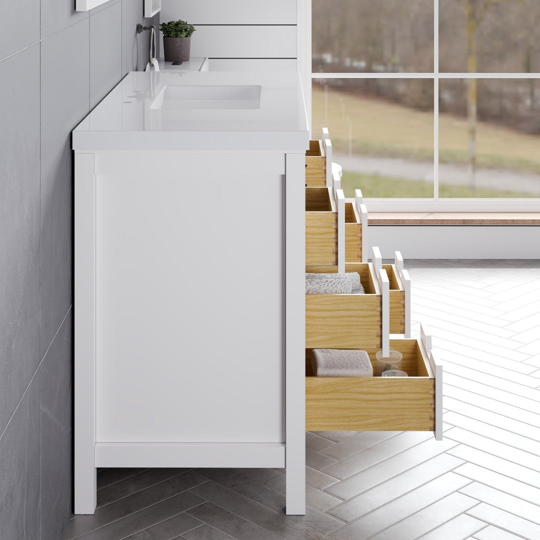 Dallas 42 in. White Single Sink Bath Vanity with Quartz Top and Undermount Porcelain Sink