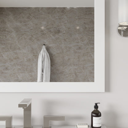 Eviva Sun 36" x 30" Rectangular Matte White Wooden Framed Mirror