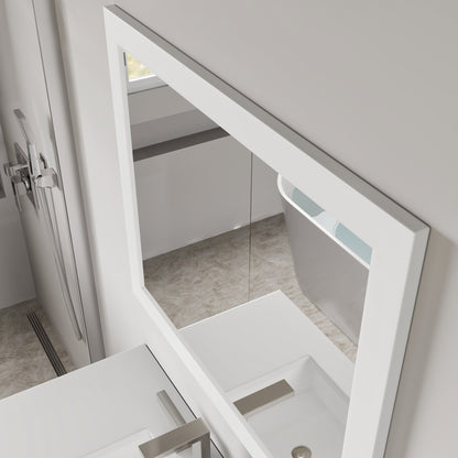 Eviva Sun 36" x 30" Rectangular Matte White Wooden Framed Mirror