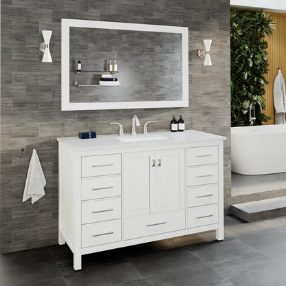 Eviva Sun 48" x 30" Rectangular Matte White Wooden Framed Mirror