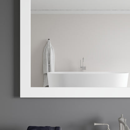 Eviva Sun 48" x 30" Rectangular Matte White Wooden Framed Mirror