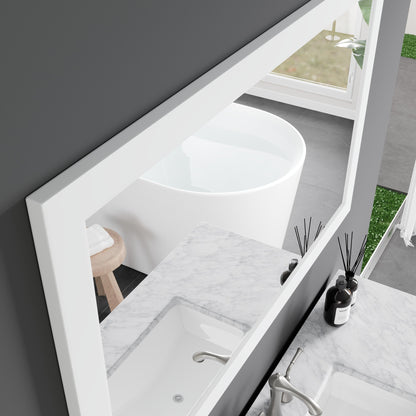 Eviva Sun 48" x 30" Rectangular Matte White Wooden Framed Mirror