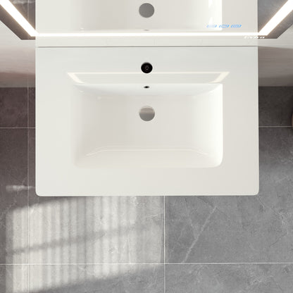 Smile 30 in. Walnut Wall Mount Single Sink Bath Vanity with Acrylic Top and Integrated Sink