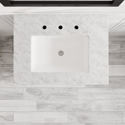 Acclaim 24 in. Espresso Single Sink Bath Vanity with Carrara Marble Top and Undermount Porcelain Sink