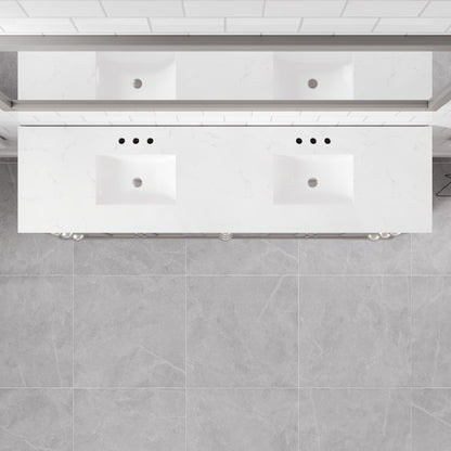 Epic 84 in. Gray Double Sink Bath Vanity with Carrara Quartz Top and Undermount Porcelain Sinks