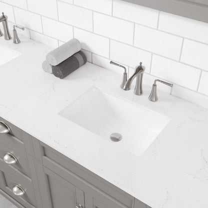 Epic 84 in. Gray Double Sink Bath Vanity with Carrara Quartz Top and Undermount Porcelain Sinks