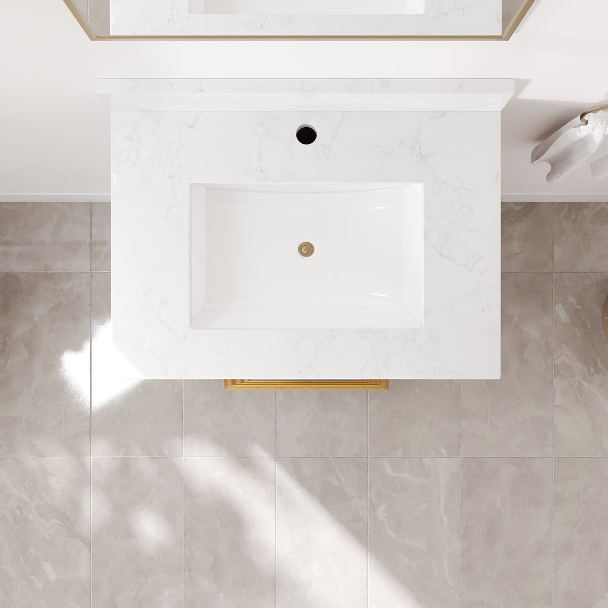 Curio 26 in. Walnut Single Sink Bath Vanity with Arabescato Engineered Stone Top and Undermount Porcelain Sink - Bathroom Vanity by Eviva