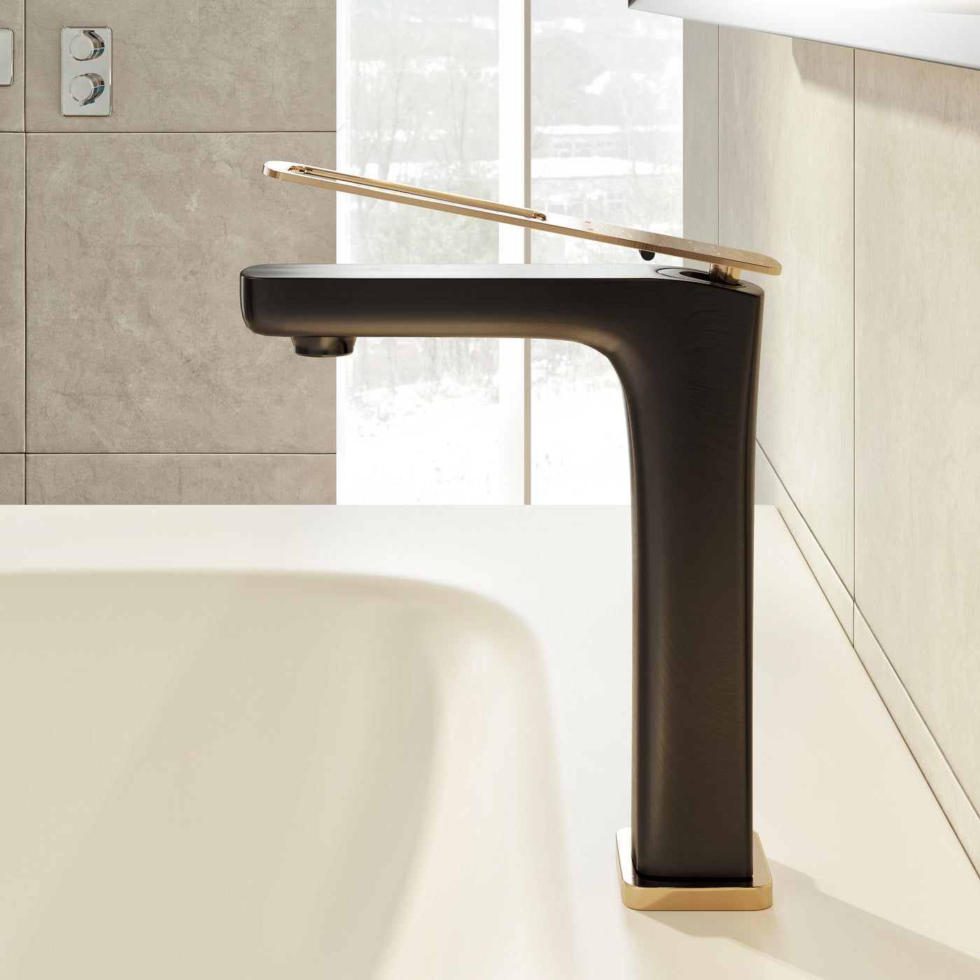 Rose Single Handle Matte Black/Rose Gold Faucet