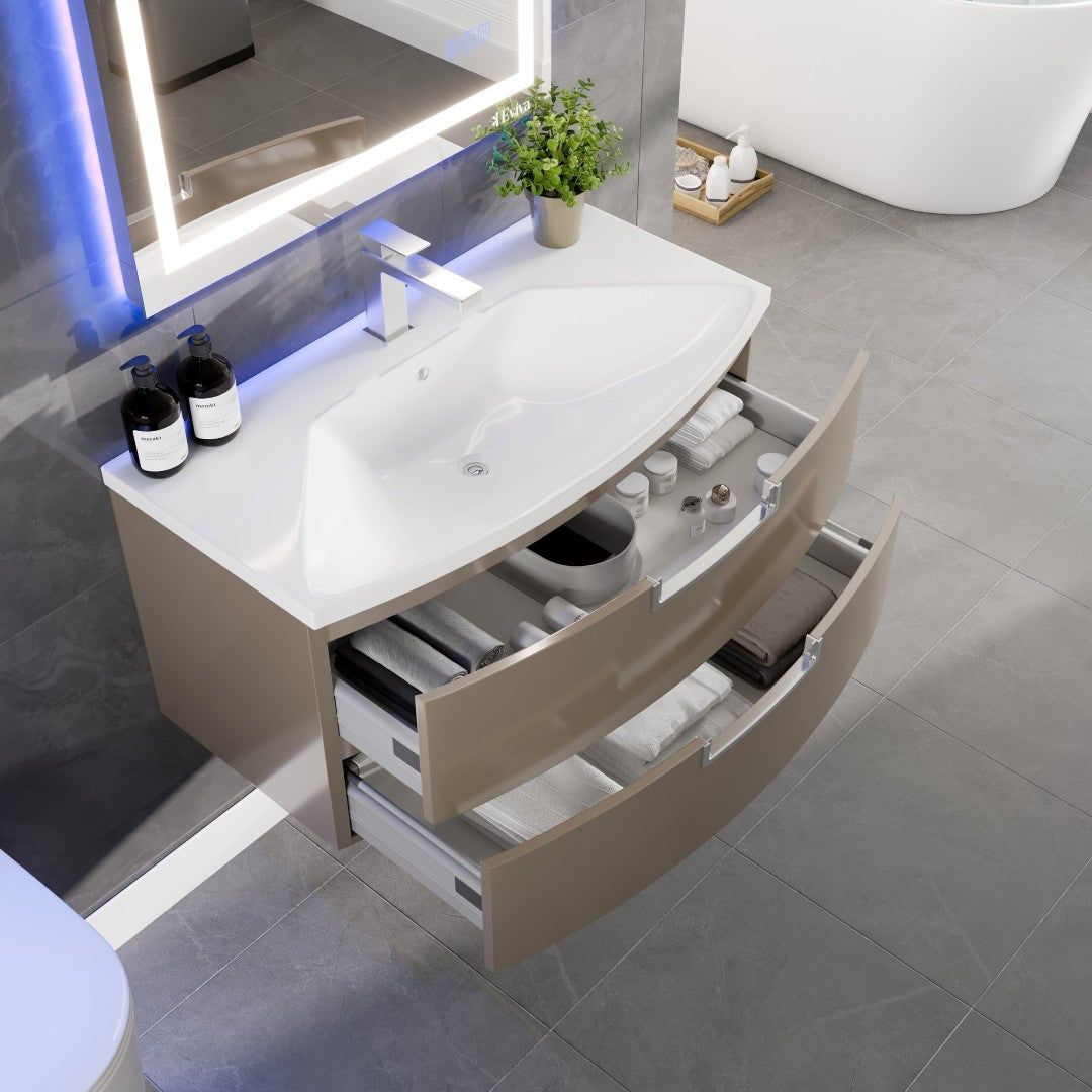 Lola 40 in. Cedar Espresso Wall Mount Single Sink Bath Vanity with Acrylic Top and Integrated Sink