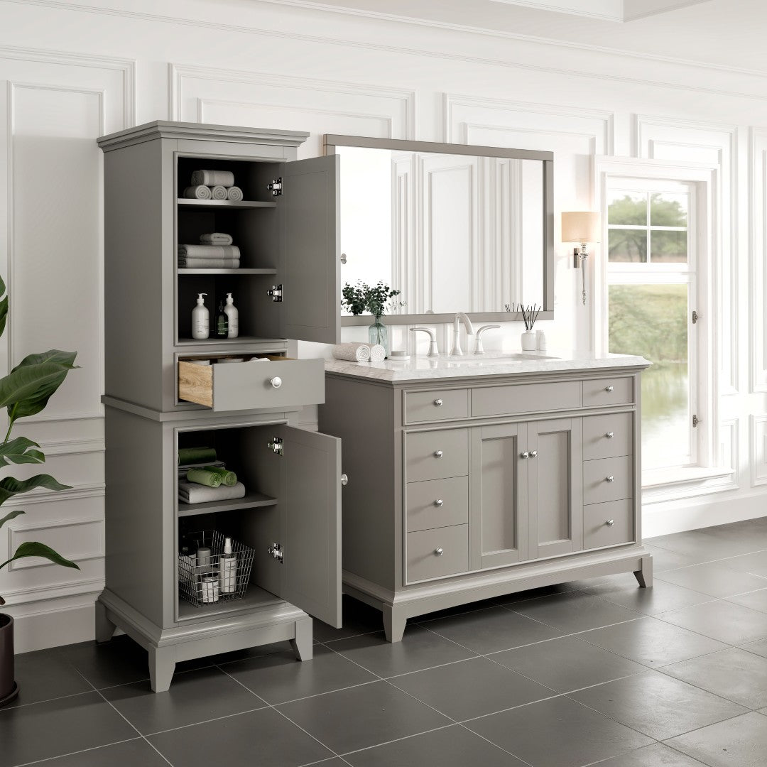 Eviva Elite Stamford 21 in. W x 18 in. D Gray Freestanding Linen Cabinet