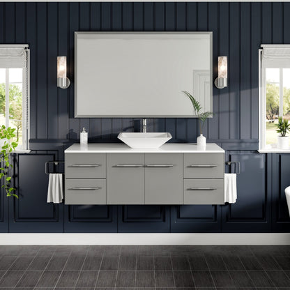 Eviva Vista 48" x 30" Rectangular Brushed Nickel Metal Framed Mirror