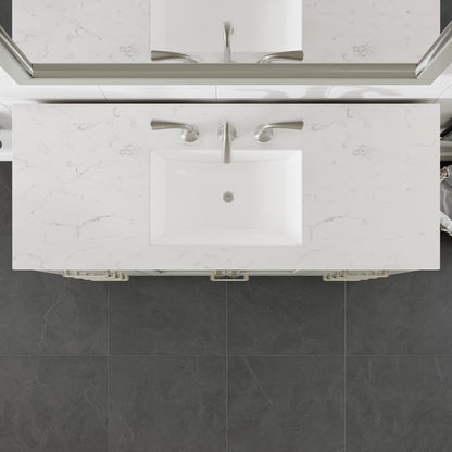 Aberdeen 54 in. Gray Single Sink Bath Vanity with Carrara Quartz Top and Undermount Porcelain Sink