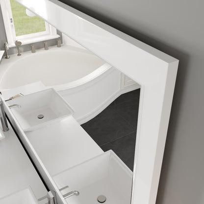 Eviva Sun 72" x 30" Rectangular White Wooden Framed Mirror