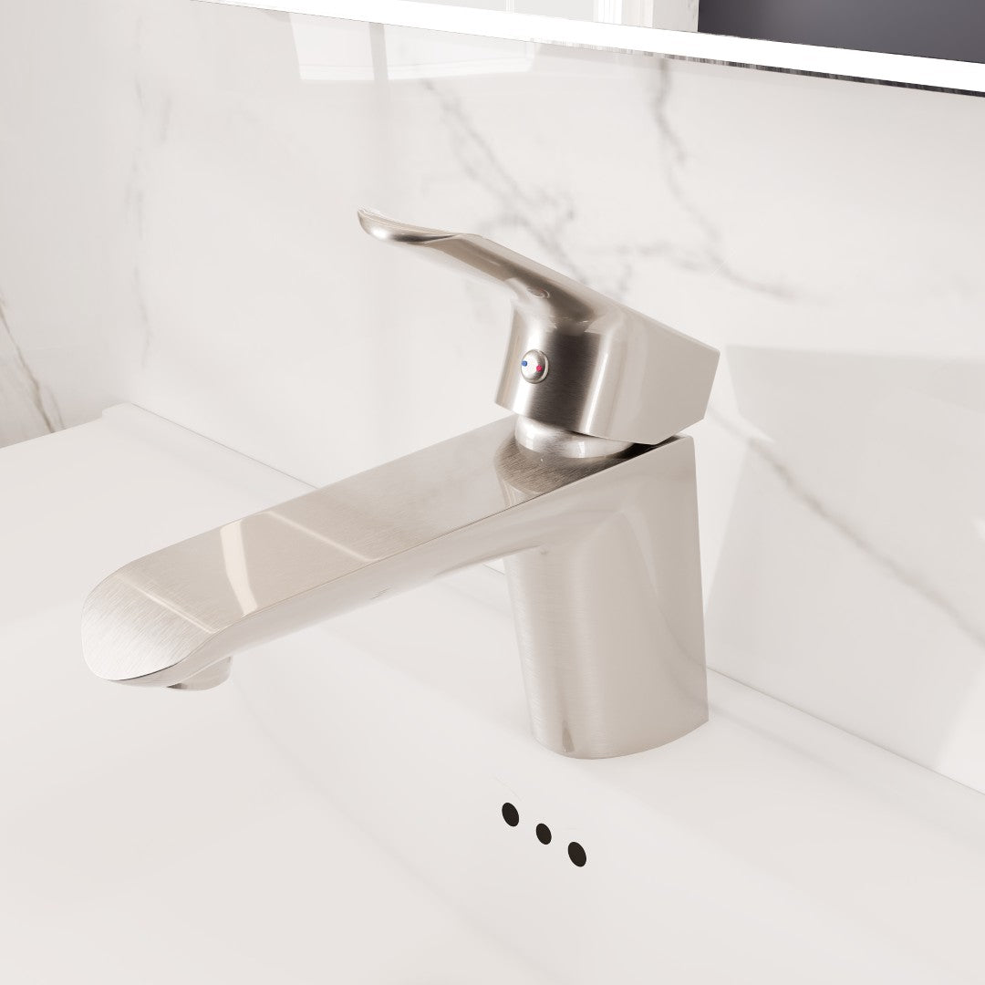 Eviva Lotus Single-Handle Waterfall Single-Hole Bathroom Faucet in Brushed Nickel