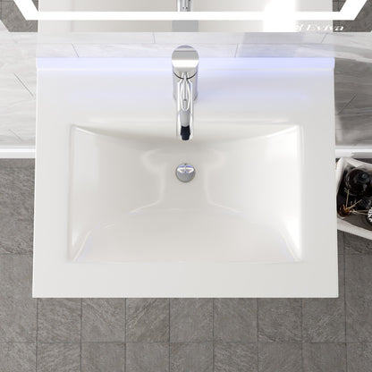 Ikaro 24 in. Gray Wall Mount Single Sink Bath Vanity with Porcelain Top and Integrated Sink