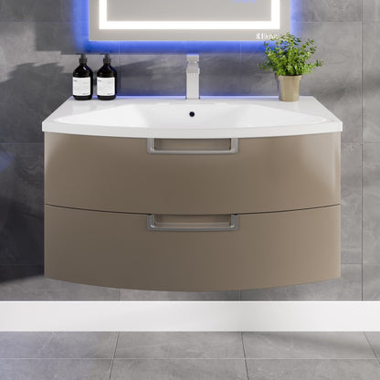 Lola 40 in. Cedar Espresso Wall Mount Single Sink Bath Vanity with Acrylic Top and Integrated Sink