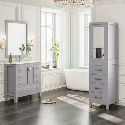 Eviva Aberdeen 18 in. W x 20 in. D Gray Freestanding Linen Cabinet