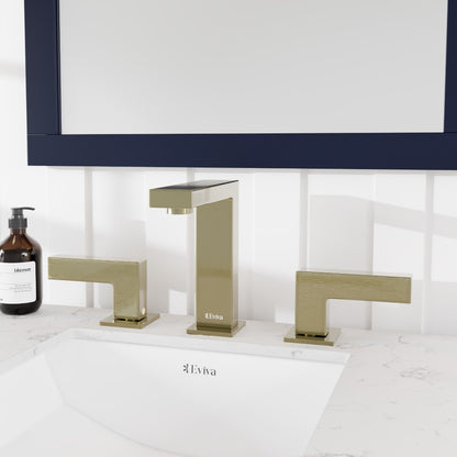 Eviva Sleek 2-Handle Waterfall Widespread Bathroom Faucet with Deckplate Included in Brushed Gold