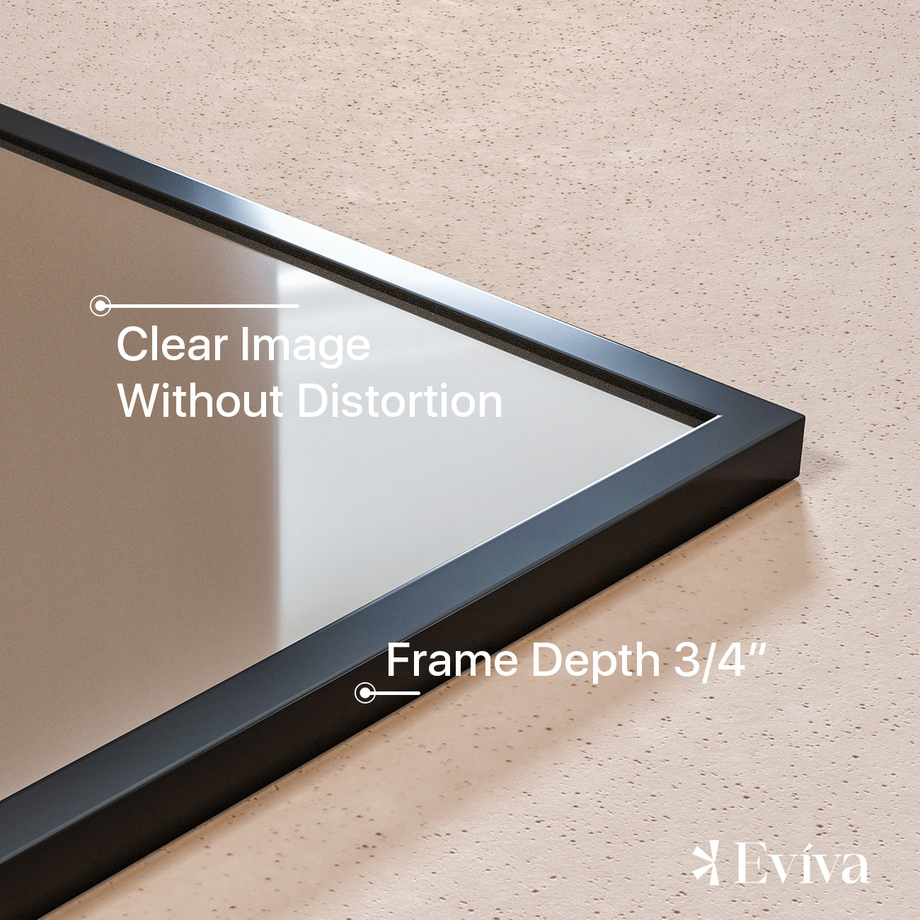 Eviva Black 24"W x 30"H Rectangular Mirror with Black Aluminum Frame