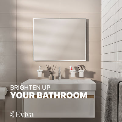 Eviva Sax 24"W x 30"H Rectangular Mirror with Chrome Aluminum Frame