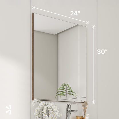 Eviva Sax 24" x 30" Rectangular Rosewood Metal Framed Mirror