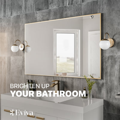 Eviva Gold 48"W x 30"H Rectangular Mirror with Gold Aluminum Frame