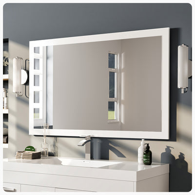 Eviva Sun 48"W x 30"H Rectangular Mirror with White Wooden Frame