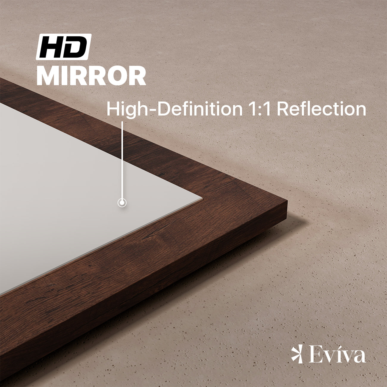 Eviva Sun 48"W x 30"H Rectangular Mirror with Brown Wooden Frame