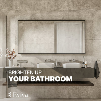 Eviva Black 60"W x 30"H Rectangular Mirror with Black Wooden Frame