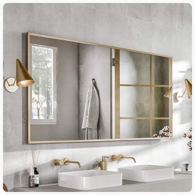 Eviva Gold 60"W x 30"H Rectangular Mirror with Gold Aluminum Frame