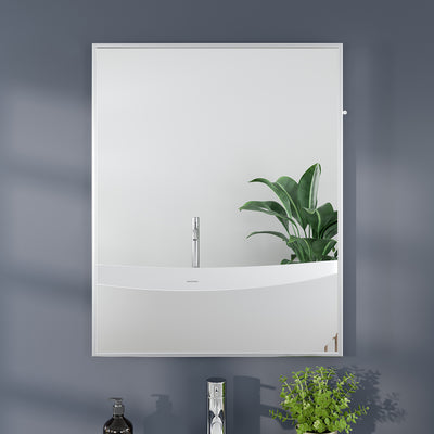 Eviva Sax 24"W x 30"H Rectangular Mirror with Brushed Nickel Aluminum Frame