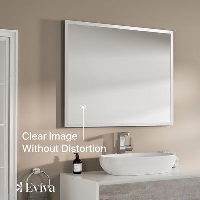 Eviva Sax 36"W x 30"H Rectangular Mirror with Brushed Nickel Aluminum Frame