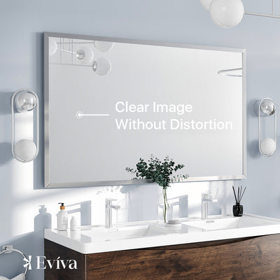 Eviva Sax 48"W x 30"H Rectangular Mirror with Brushed Nickel Aluminum Frame