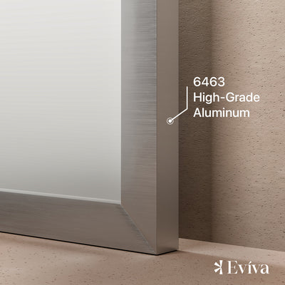 Eviva Sax 48"W x 30"H Rectangular Mirror with Brushed Nickel Aluminum Frame