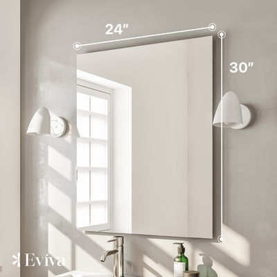 Eviva Sleek 24"W x 30"H Rectangular Frameless Mirror