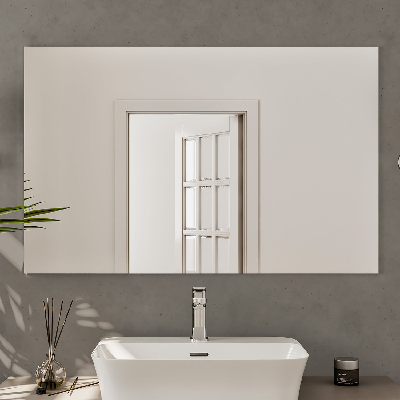 Eviva Sleek 39"W x 30"H Rectangular Frameless Mirror