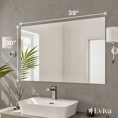 Eviva Sleek 39"W x 30"H Rectangular Frameless Mirror