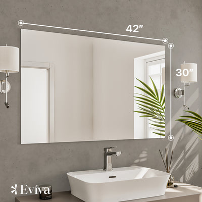 Eviva Sleek 42"W x 30"H Rectangular Frameless Mirror