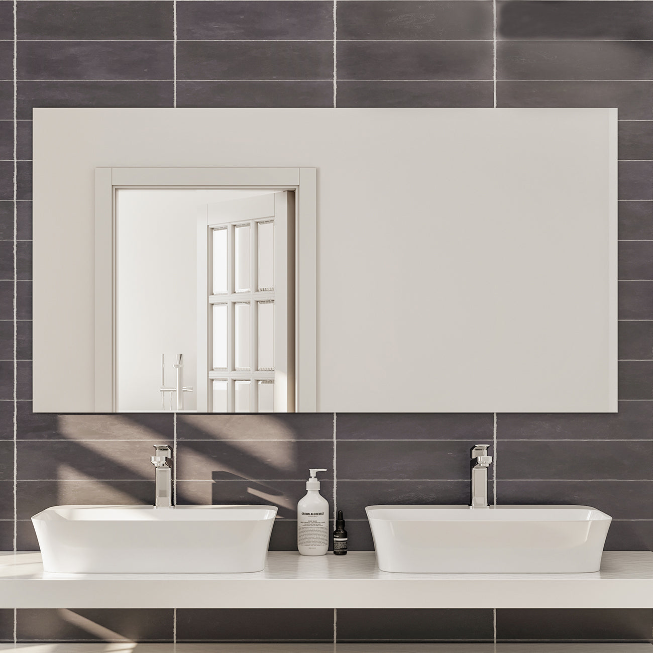 Eviva Sleek 48"W x 30"H Rectangular Frameless Mirror