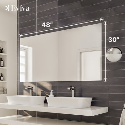 Eviva Sleek 48"W x 30"H Rectangular Frameless Mirror