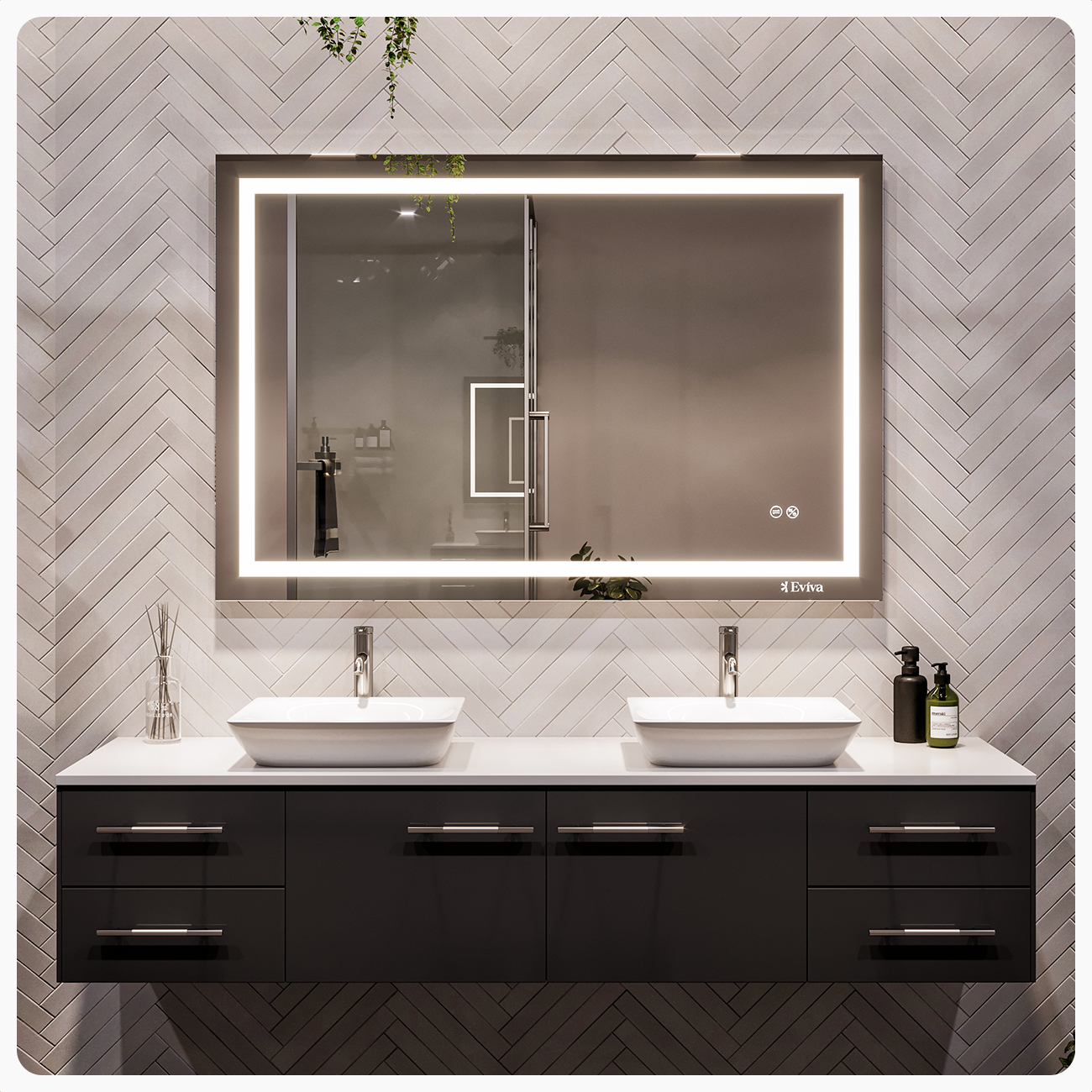 Eviva Glow 48"W x 32"H Rectangular Frameless LED Mirror