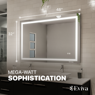 Eviva Glow 48"W x 32"H Rectangular Frameless LED Mirror