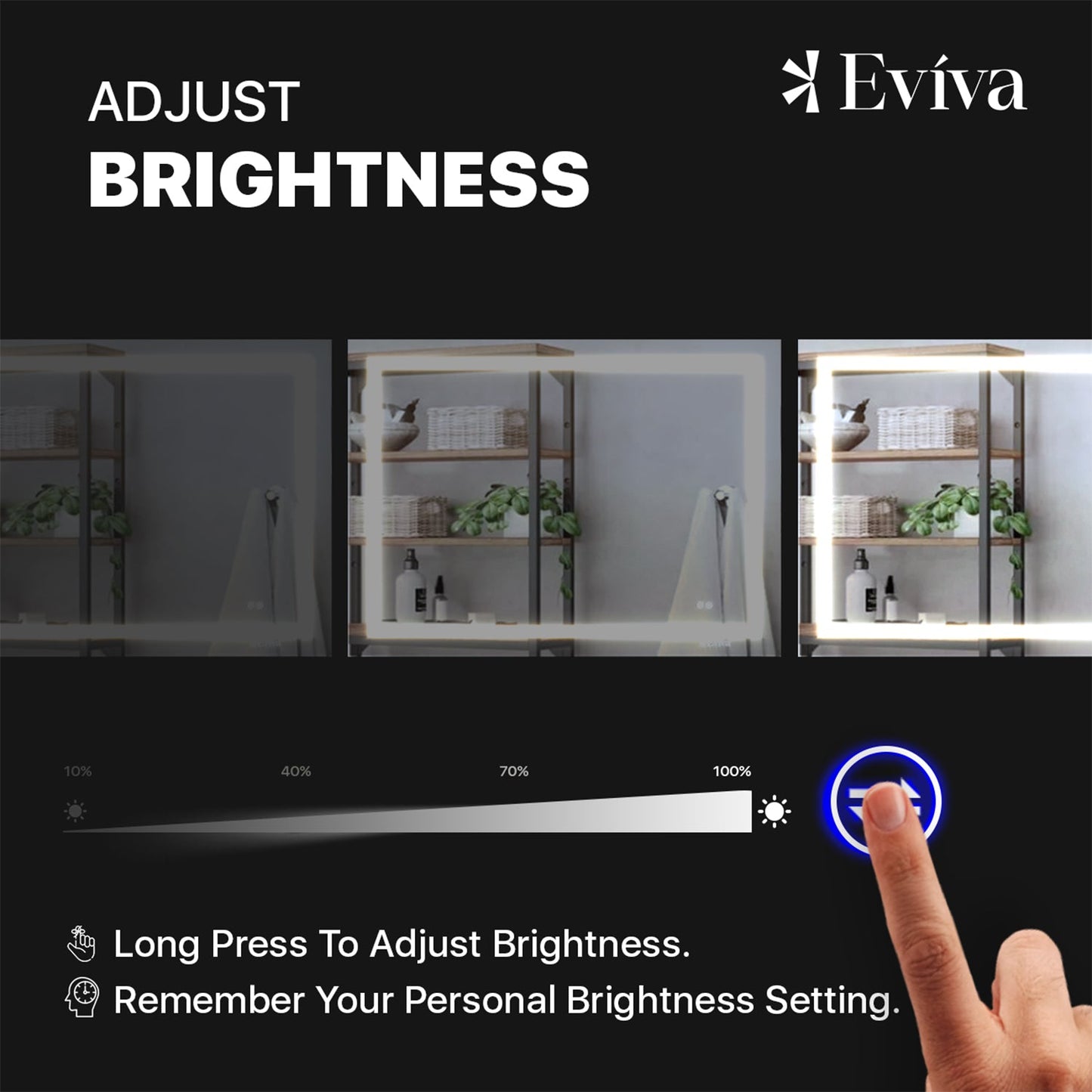 Eviva LED Bathroom Mirror with Lights and Anti Fog for Shower