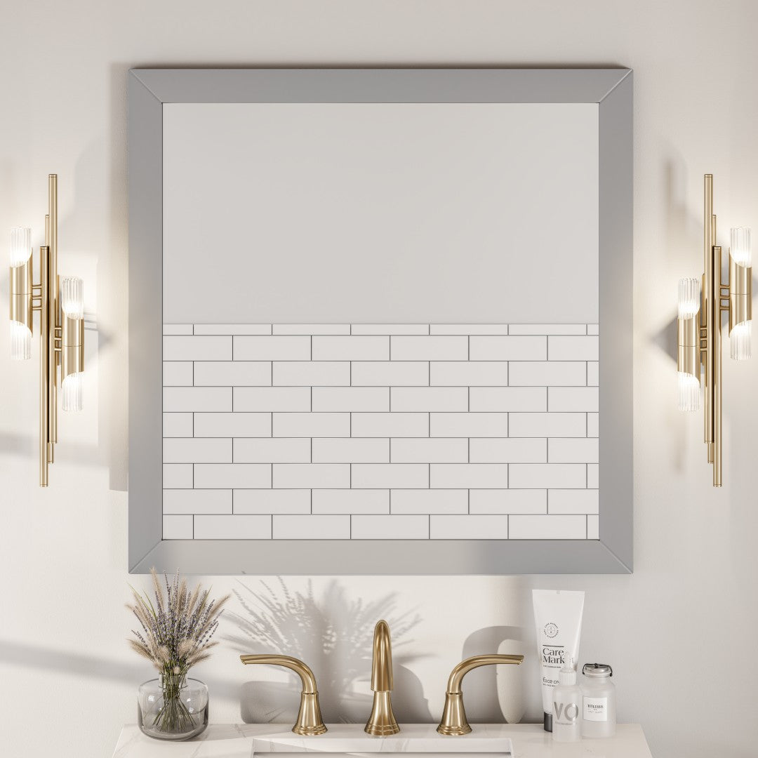 Eviva Aberdeen 30" x 30" Square Gray Wooden Framed Mirror