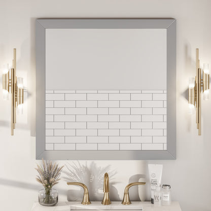 Eviva Aberdeen 30" x 30" Square Gray Wooden Framed Mirror