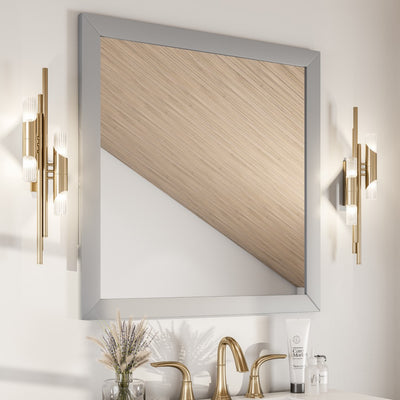 Eviva Aberdeen 30"W x 30"H Square Mirror with Gray Wooden Frame