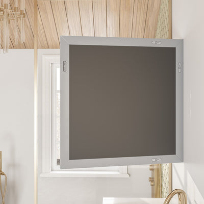 Eviva Aberdeen 30"W x 30"H Square Mirror with Gray Wooden Frame