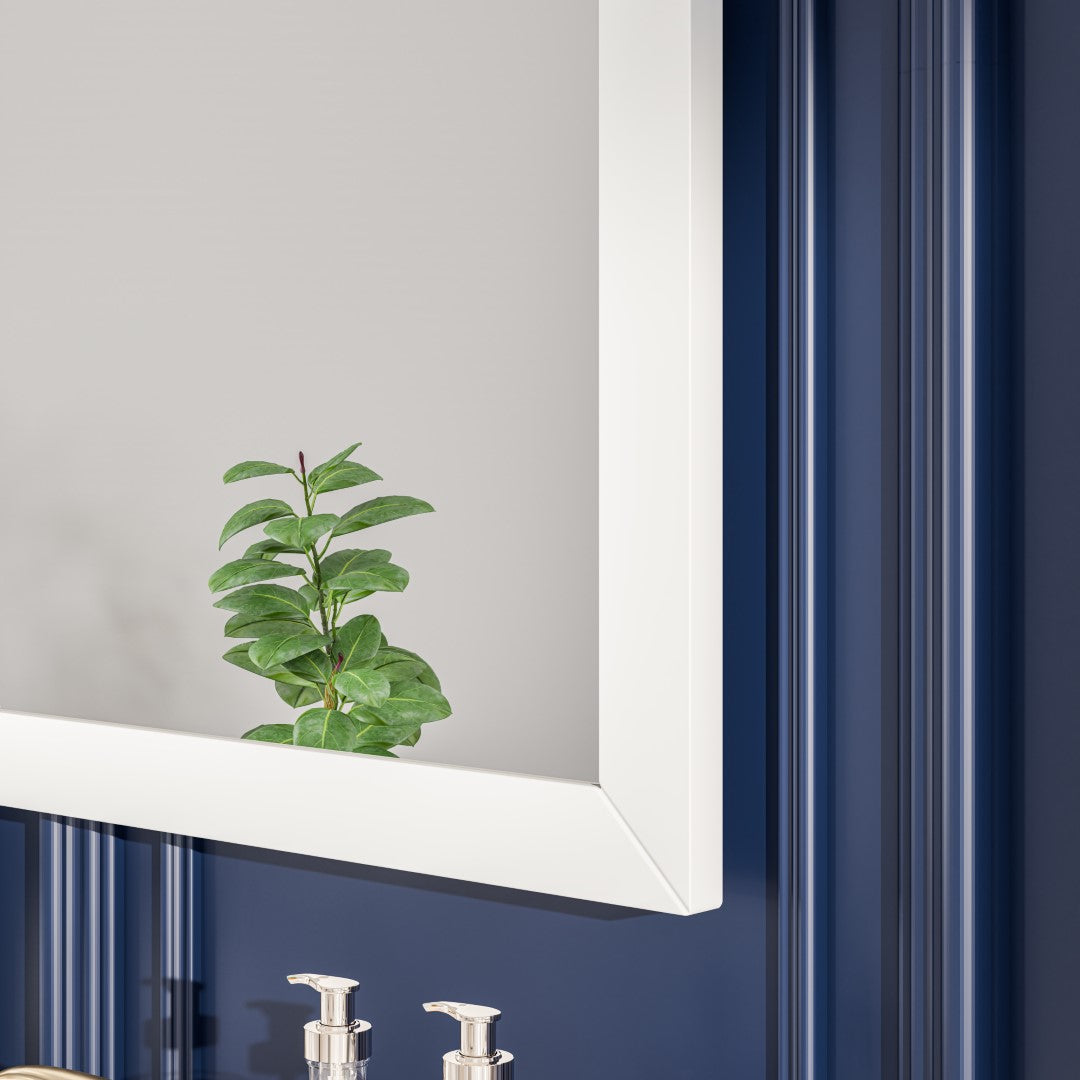 Eviva Aberdeen 34"W x 34"H Rectangular Mirror with White Wooden Frame