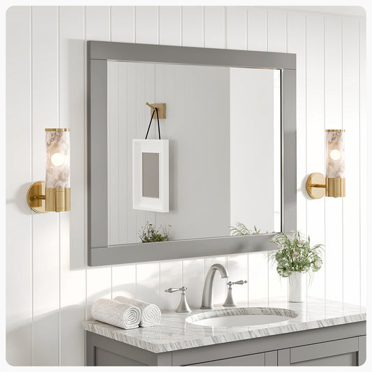 Eviva Aberdeen 36" Gray Framed Bathroom Wall Mirror
